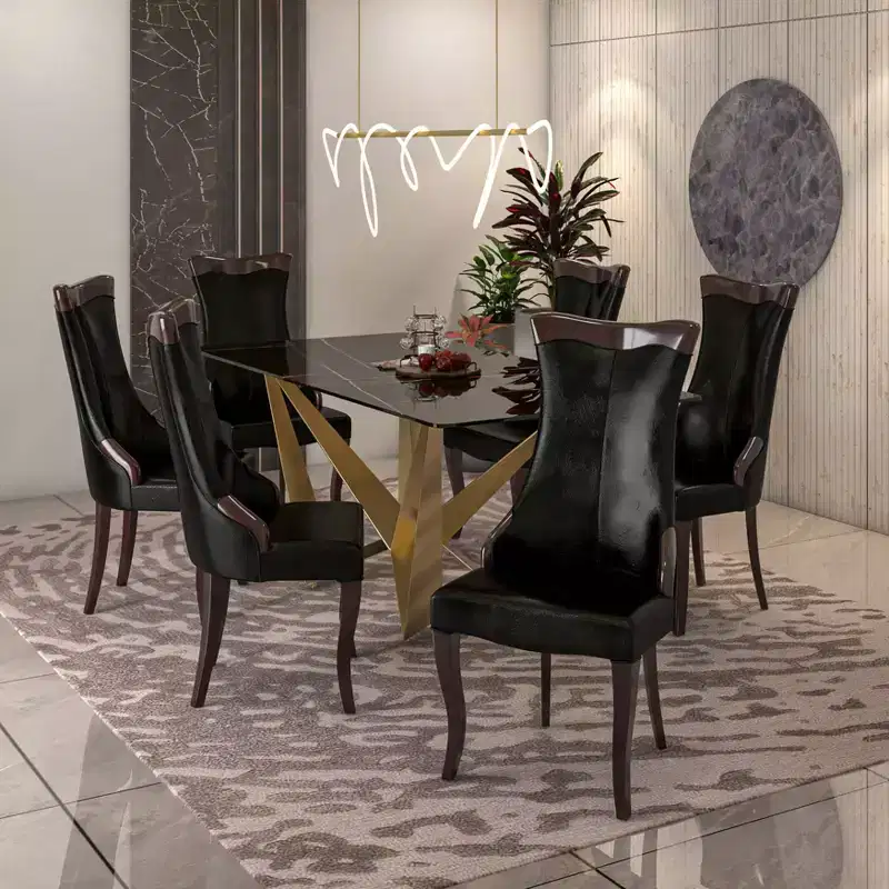 Dining Chair Upholstered in Leather/Velvet Cozy Accent Kitchen Chair with Rubberwood Legs
