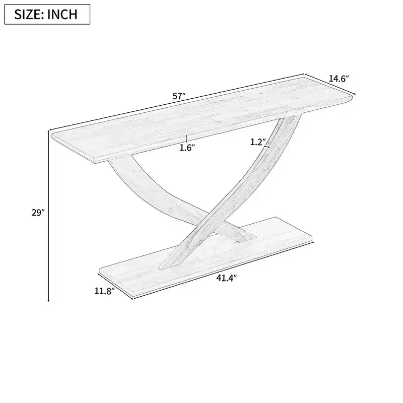 Whisen 57'' Modern Rustic Entryway Console Table, Accent Hallway Table, Slim Sofa Table with Cross-Leg Design, Sturdy Construction