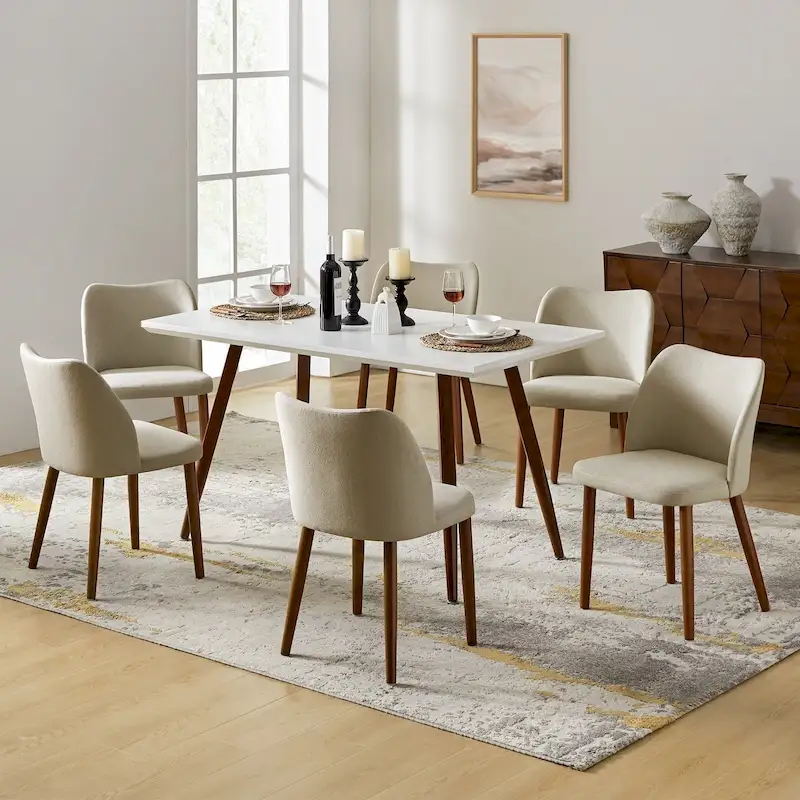 Melisa Upholstered Solid Wood Dining Chair Set of 6 by HULALA HOME
