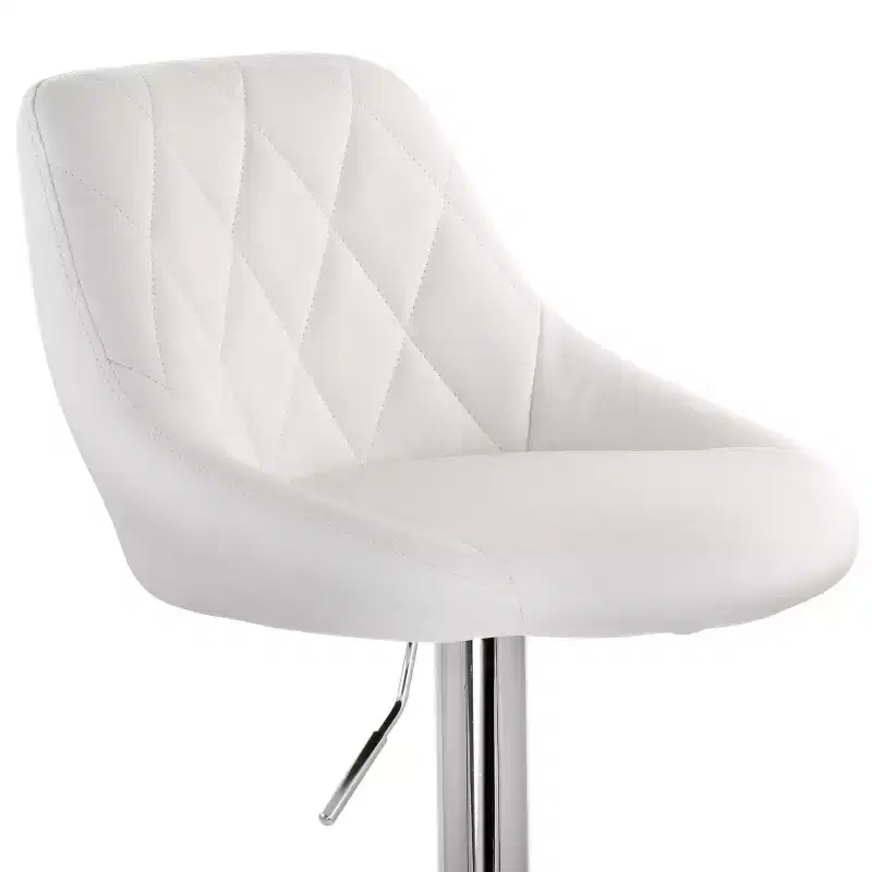 Elama 2 Piece Diamond Stitched Faux Leather Bar Stool in Black with Chrome Base and Adjustable Height