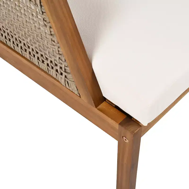 Christopher Knight Home Grania Patio Rattan and Acacia Wood Club Chair with Cushion, Brown/Cream