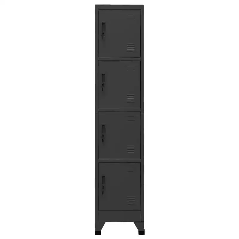 vidaXL Locker Cabinet | Steel | Anthracite | 15x17.7x70.9 | 4 Lockable Doors | Name Tag Holders | Office, School, Gym Storage Solution