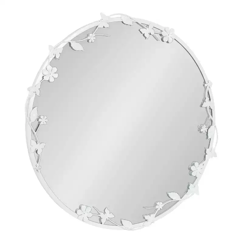 Kate and Laurel Rosella Floral Wall Mirror Metal, White, 26x26