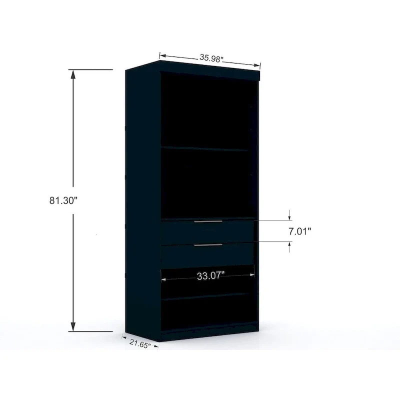 Mulberry 2 Sectional Modern Wardrobe Closet with 4 Drawers