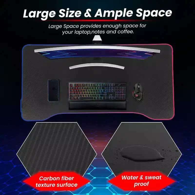 BestMassage 47 Inch Computer Desk Gaming Desk Writing Desk T-Shaped Office Desk PC Desk with Built-in Cup Holder, Red