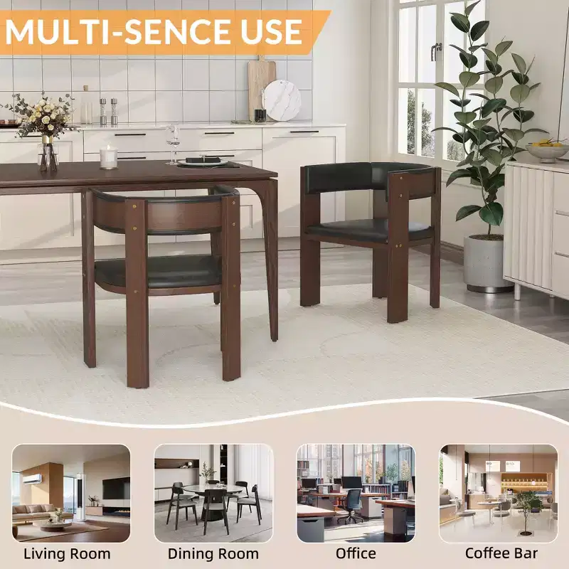 Upholstered Dining Chairs, Modern Fabric Dining Room Kitchen Side Chair with Padded Seat and Wood Legs