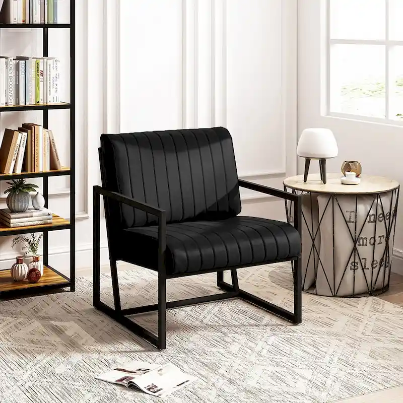 PU Leather Accent Chair with Padded Backrest