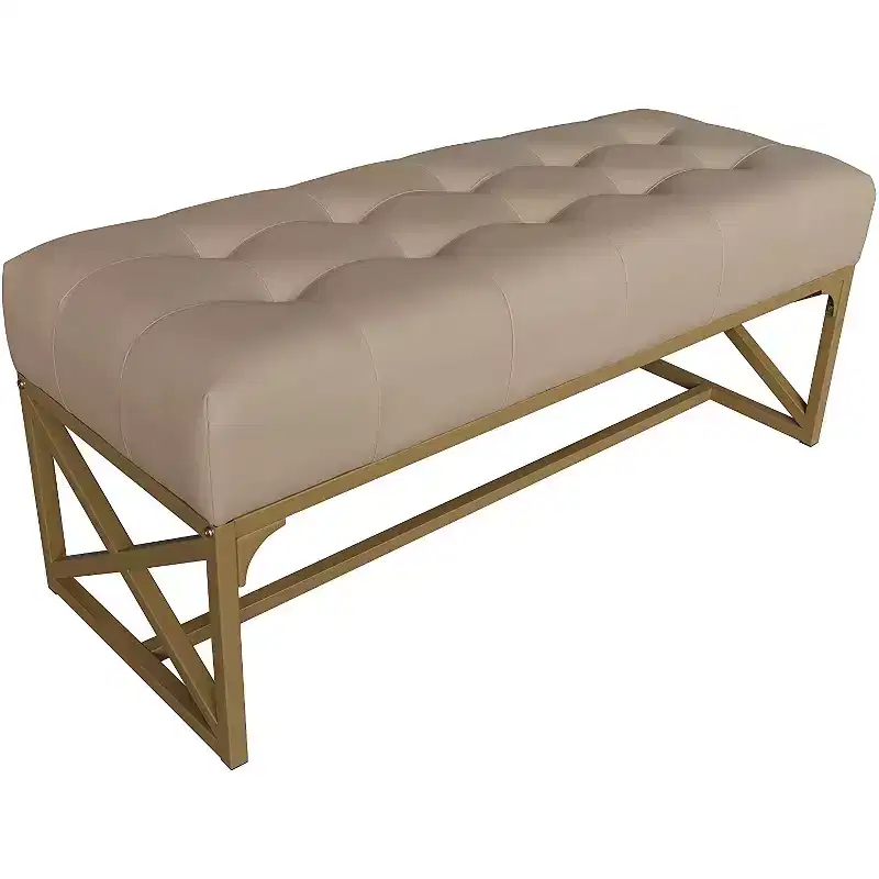 Modern Faux Leather Bench, 40.2 Inches, Gold