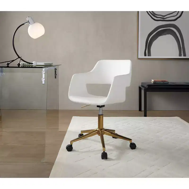 LumiSource Margarite Task Chair Gold/White PU