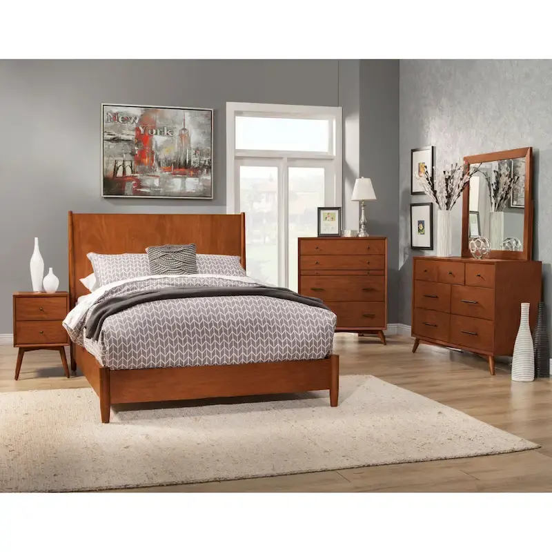 Grenivik Mid Century Modern Panel Bed