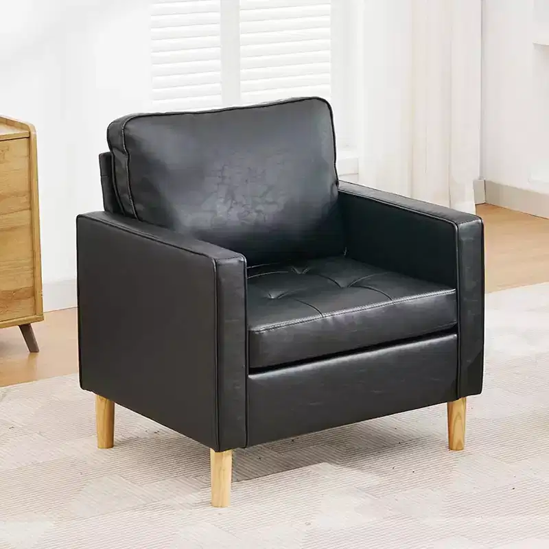 TYBOATLE Decor Linen Comfy Round Arms Chair for Living Room, Reading Leisure Chair with High Back for Living Room Bedroom Waiting Room, Black