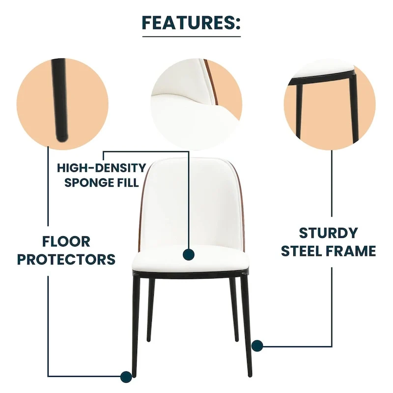 LeisureMod Tule Dining Side Chair with Upholstered Seat and Back