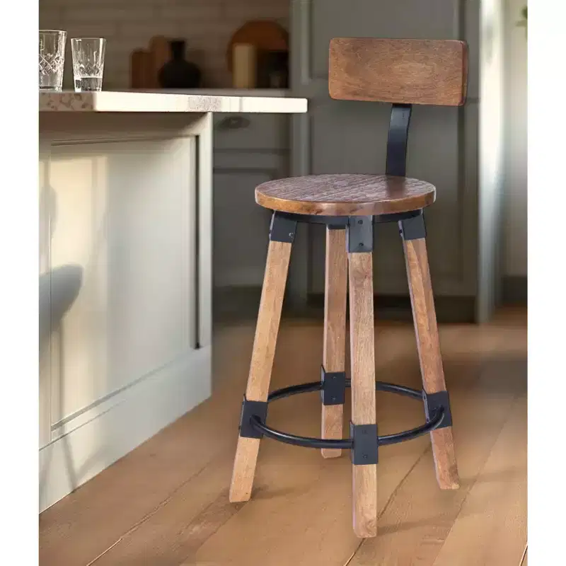 HomeRoots 28 Brown And Natural Iron Bar Chair