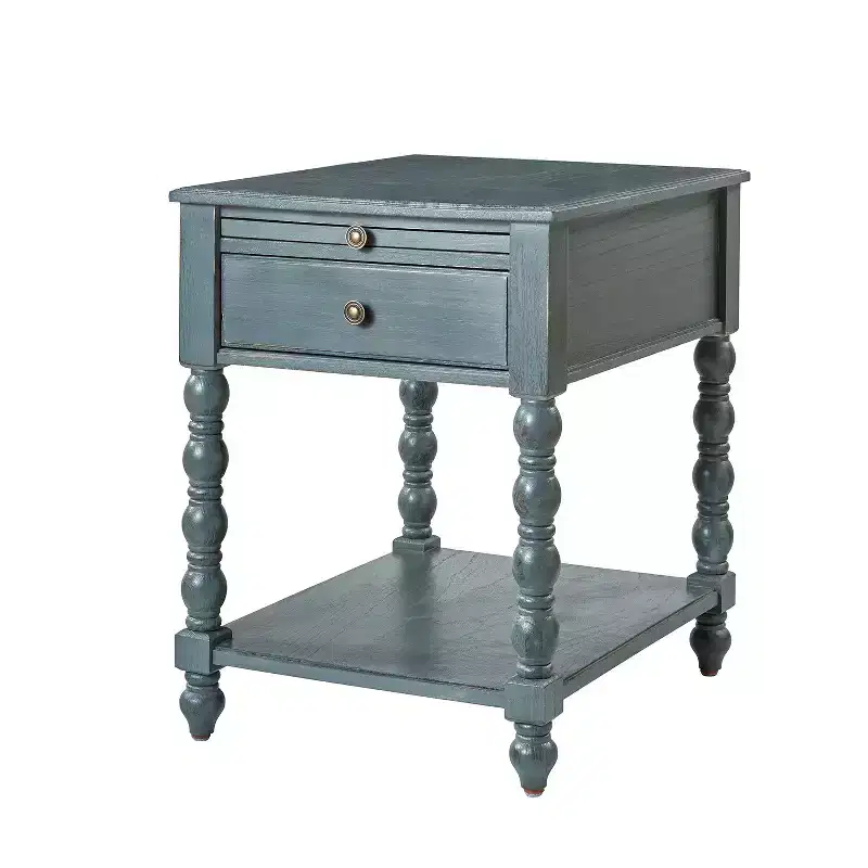 Tall End Table with Built-in Charging Outlets