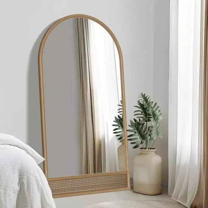 Brown Solid Wood Straight-Edge Full-Length Mirror 180x93x4cm