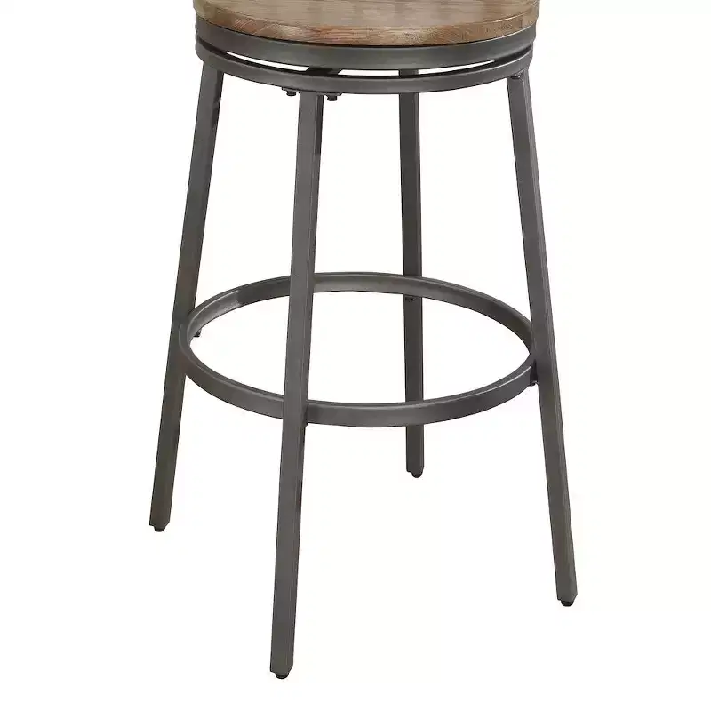 30 Backless Metal Swivel Stool - Slate Grey - Golden Oak Seat