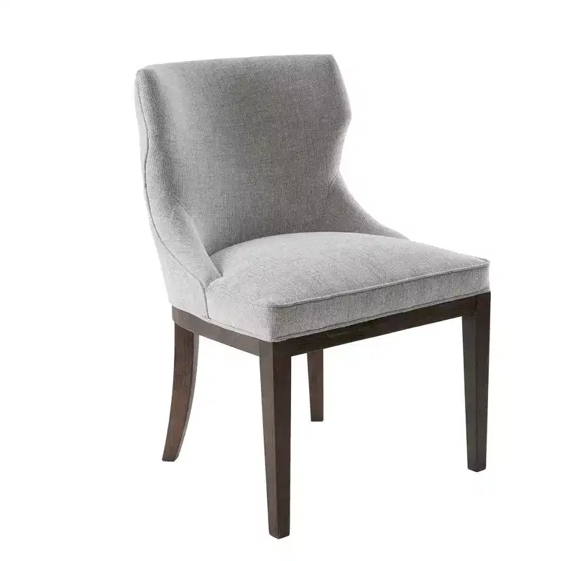 Gray Upholstered Armless Dining Chair, Low Back, Set of 2
