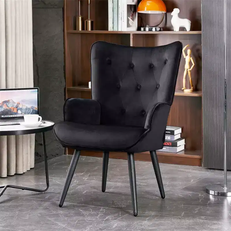 Modern Velvet Wingback Accent Chair with Arms