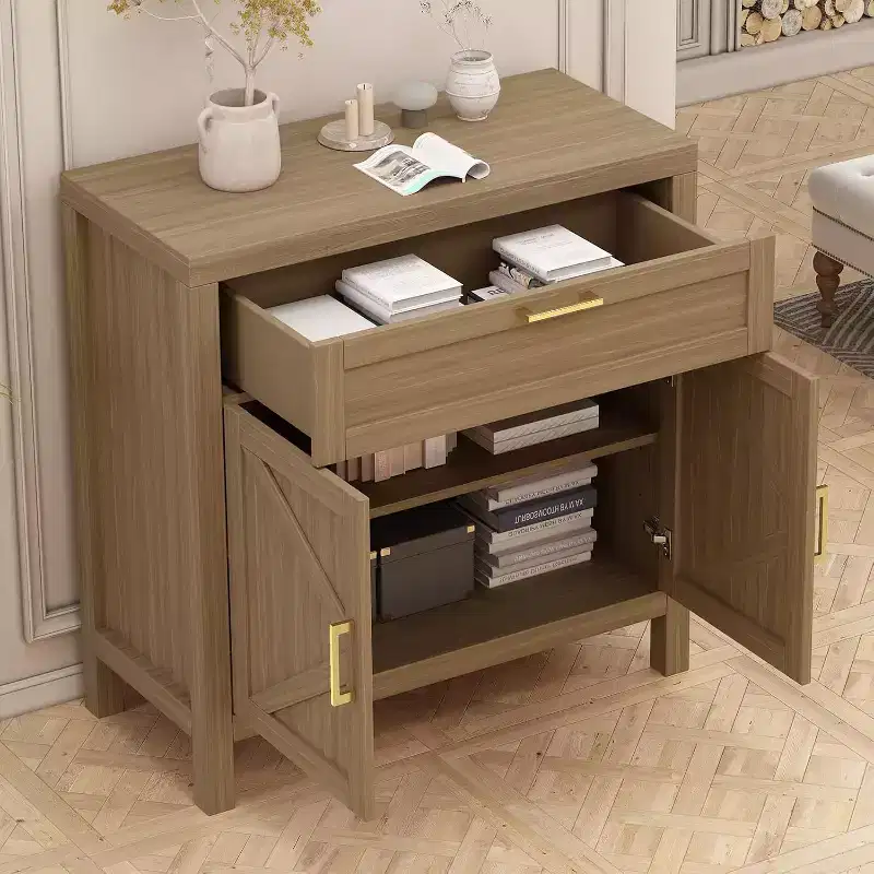 MDF & Metal Buffet Sideboard Cabinet 34.3''W x 35.4''H x 15.6''D