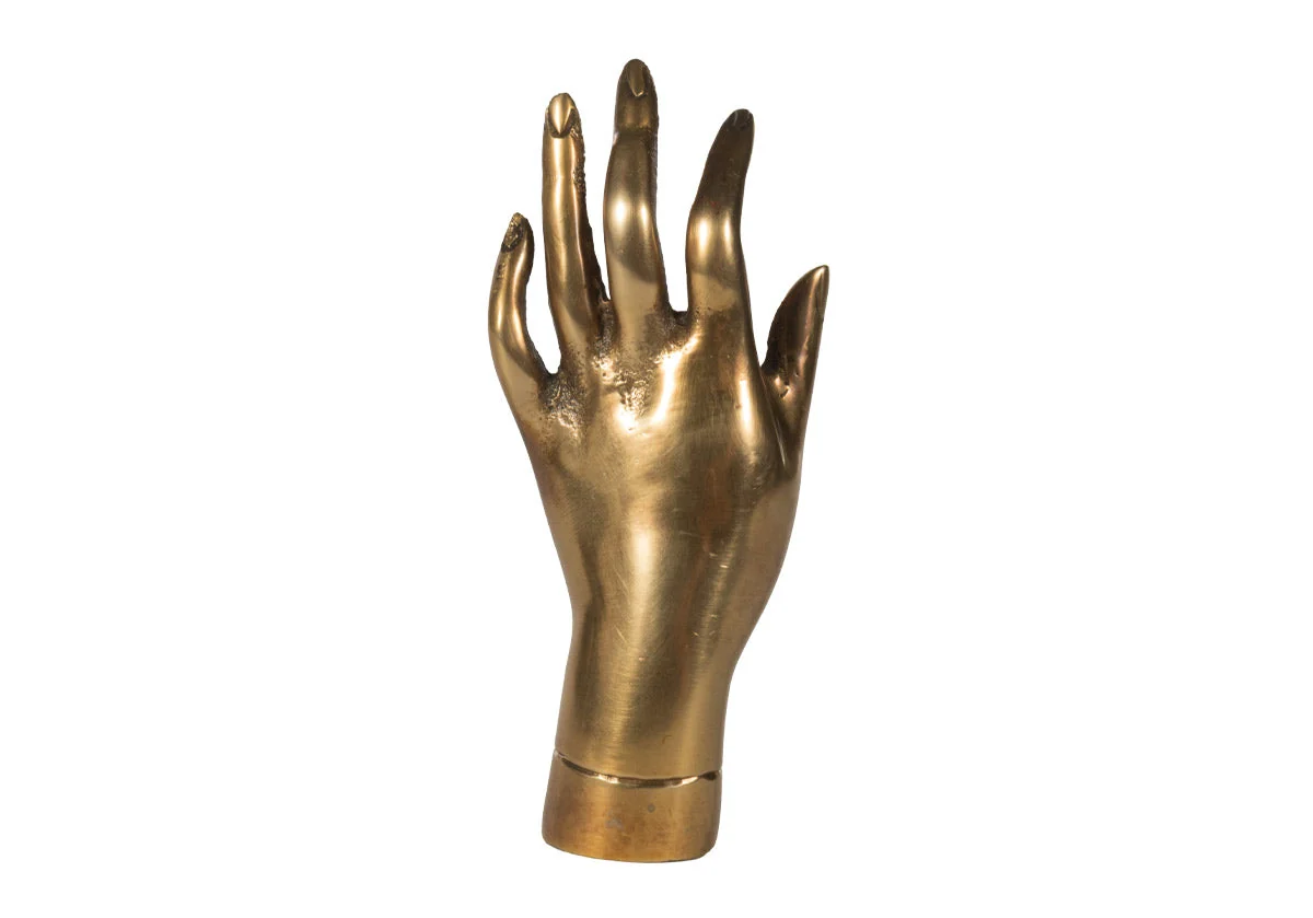 Artistic Brass Hand Sculpture with Greeting & Friendship Symbolism for Entryway & Living Room