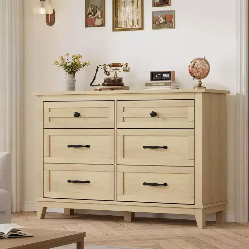 6 Dresser, 47 in Wide Drawer Dresser, Freestanding Wooden Drawer, Large Storage, for Bedroom, Living Room