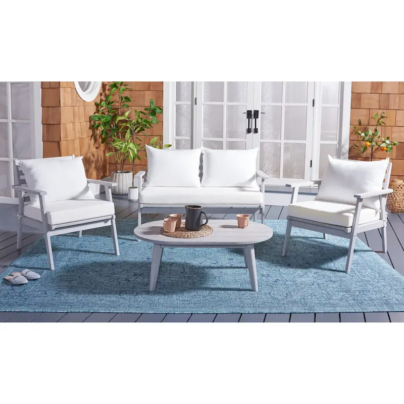 SAFAVIEH Outdoor Deacon 4-piece Conversation Patio Set. - 49W x 30D x 31H