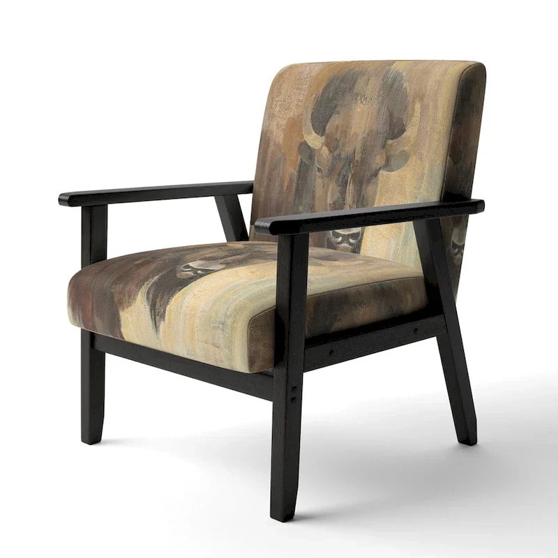 Designart Into The Wild Gold Buffalo Upholstered Modern Farmhouse Accent Chair - Arm Chair