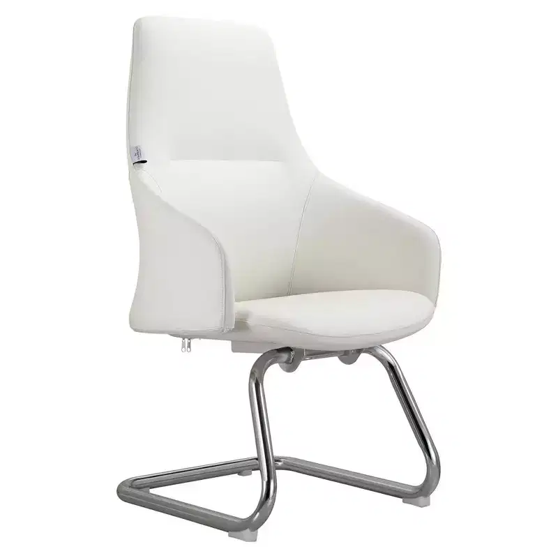 Ergonomic Faux Leather Office Chair Iron Sled Base Adjustable Height 330 lbs Capacity