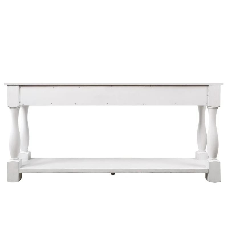 Solid Wood Console Table with 3 Drawers and Bottom Shelf - 63W