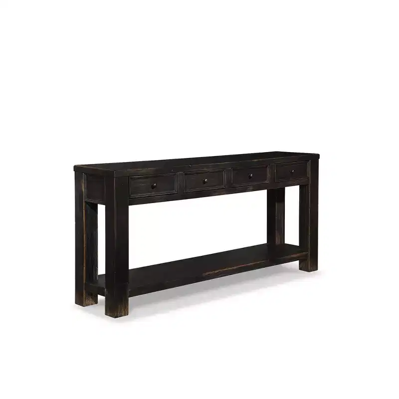 Signature Design by Ashley Gavelston 64 Sofa Console Table, Weathered Black Finish, 4 Drawers, Hand-Finished, Wood & Engineered Wood