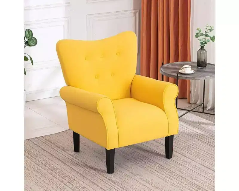 Erommy Mid Century Velvet Tufted Armchair, High Back Accent Chair
