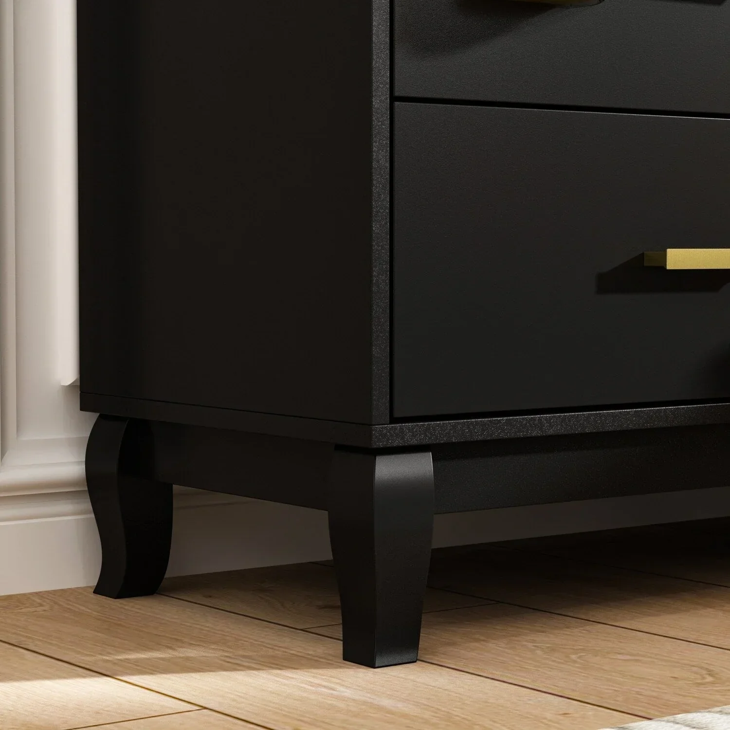 Timechee 6 Drawer 47.2W Double Dresser Solid Wood Legs Lacquer Chest