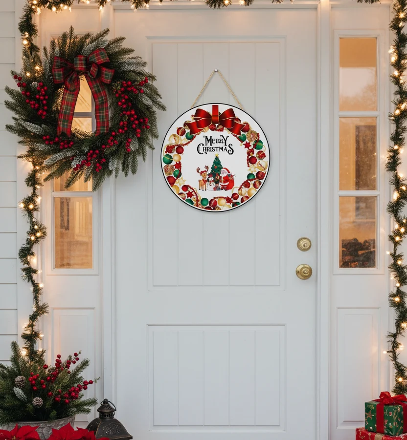 Antique Merry Christmas Printed Wall Hanging/Front Door Hanging for Home and Christmas Decorations Items Christams Hanging (10 inches)