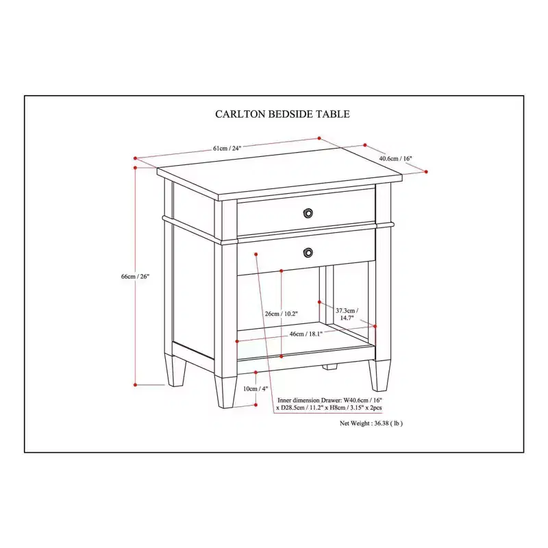 24 Sterling Solid Wood Nightstand - WyndenHall