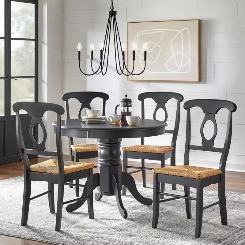 Buylateral 5pc Thorton Farmhouse 40" Round Dining Set Black