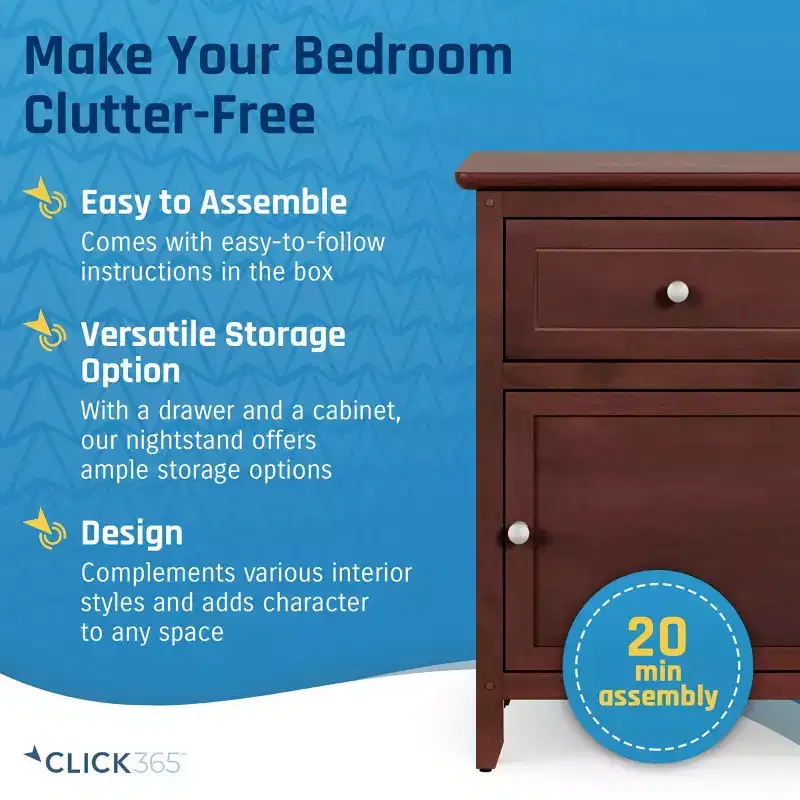 Side Table with Single Drawer and Storage Cabinet