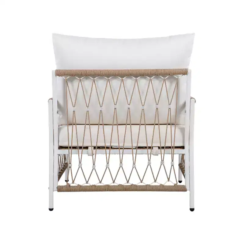 Christopher Knight Home Miles Bohemian Patio Lounge Chair with Handwoven Rope and Cushions (Set of 2)