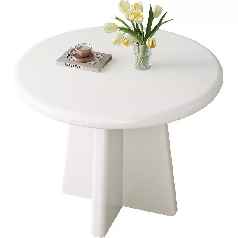 31.5-Inch Round Dining Table for 2-4, Small Kitchen Table with Sturdy Base for Dining Room, Kitchen, Living Room, White