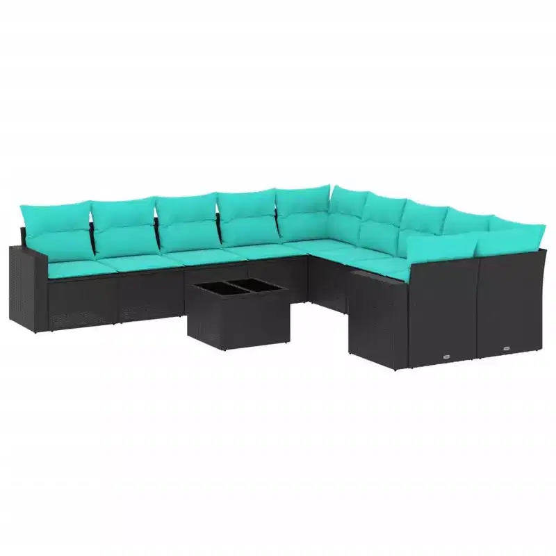 vidaXL Patio Sofa Set PE Rattan, powder-coated steel Large