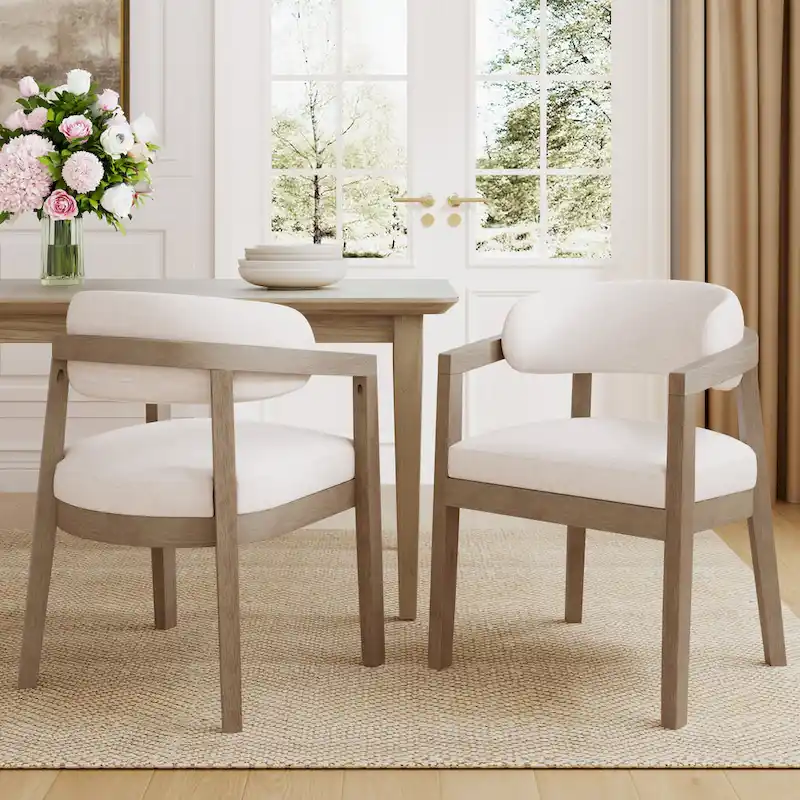 Christopher Knight Home - Carter Modern Dining Armchair Set of 2 with Upholstered Seating and Solid Wood Frame