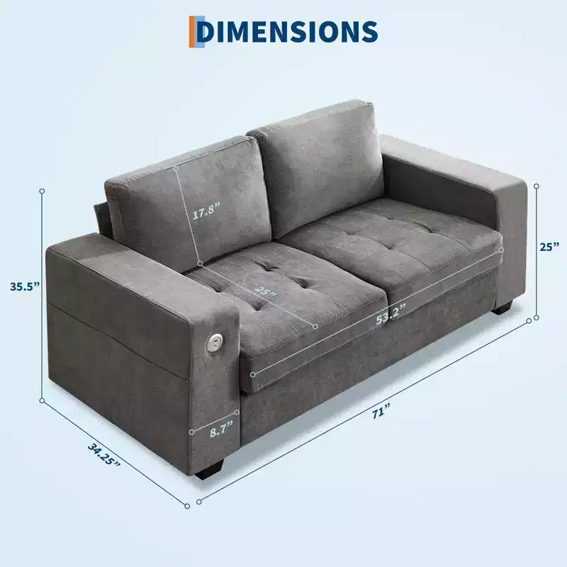 71 Oversized Cloud Couch, 93 Pounds Mid Century Chenille Sofa, No Assembly Required & Deep Seat