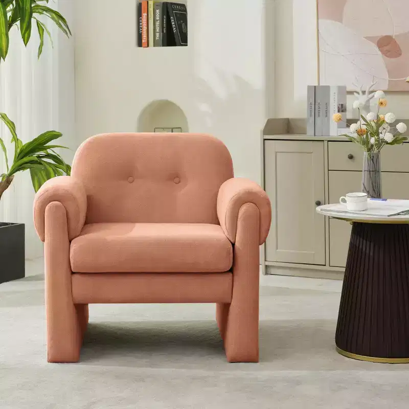 Fluffy Cloud Upholstered Accent Armchair Set of 2 Velvet Ergonomic Bedroom Reading Chair