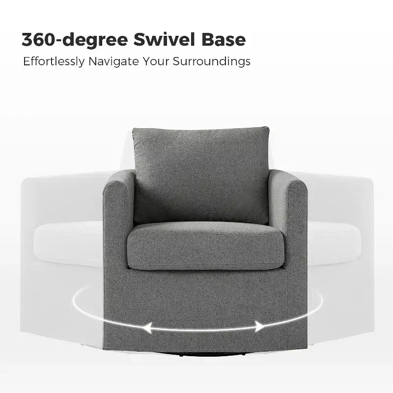 Bernhard Slipcovered Swivel Chair with textured fabric and flared armrests| HULALA HOME