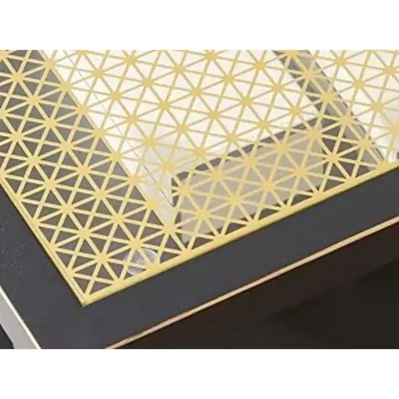 Everett Gold Mesh Glass Coffee Table with Metal Frame