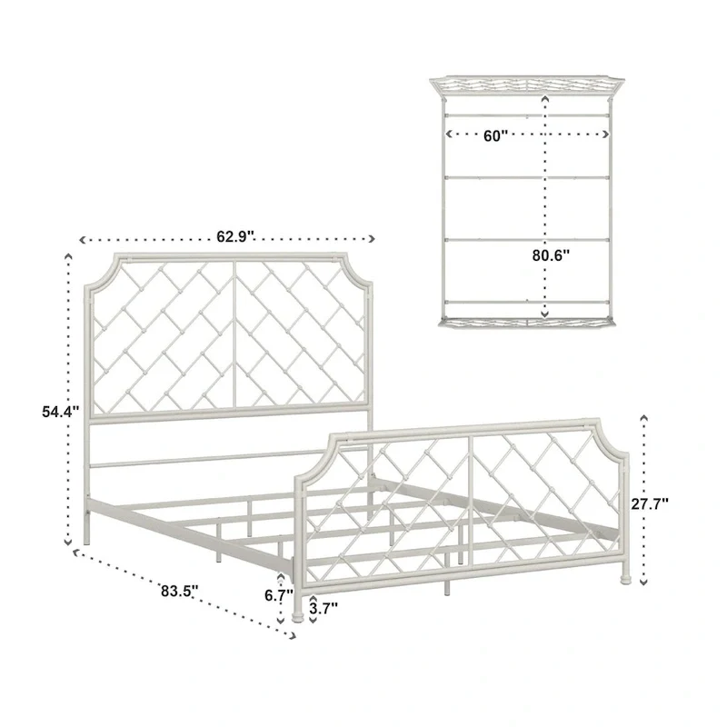 Nelle Geometric Mosaic White Metal Queen Bed by iNSPIRE Q Classic