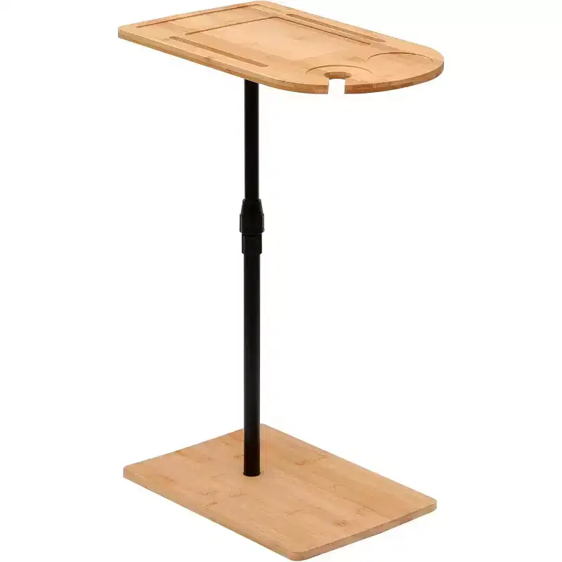 C-Shaped Sofa Tray Table for Sofa, 360 Rotatable and Height-Adjustable Side Table for Bed, TV Tray Table