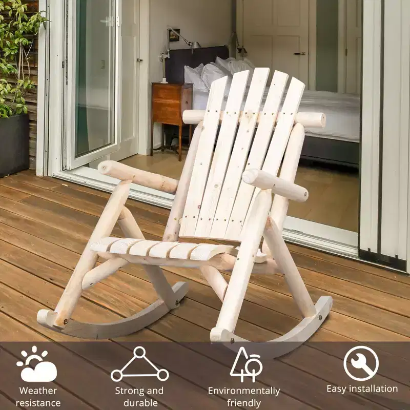 Karl Home | Natural Wood Patio Rocking Chair