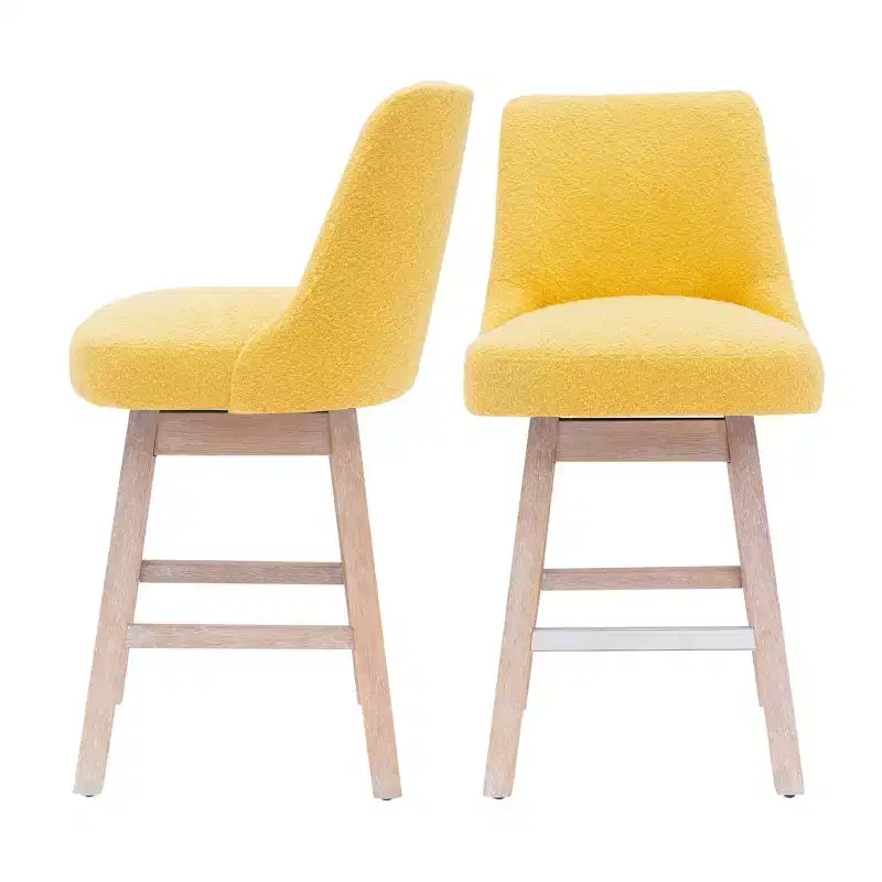 WestinTrends 26 Upholstered Swivel Counter Height Bar Stools (Set of 2), Mustard