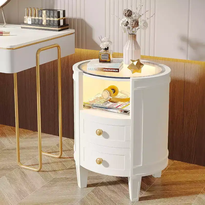 Freestanding Bathroom Vanity with Ceramic Sink, 2 Soft-Close Drawers and Open Shelf - White