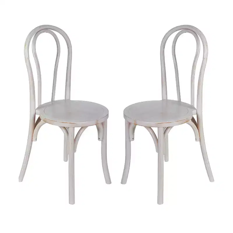 Emma and Oliver Set of 2 Solid Wood Thonet Style Stack Dining Chairs